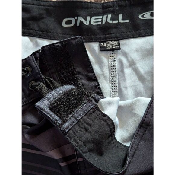 O'Neill Men's Brown & Gray Black Striped Mid-Rise Drawstring Board Shorts Size 3 - Picture 5 of 9